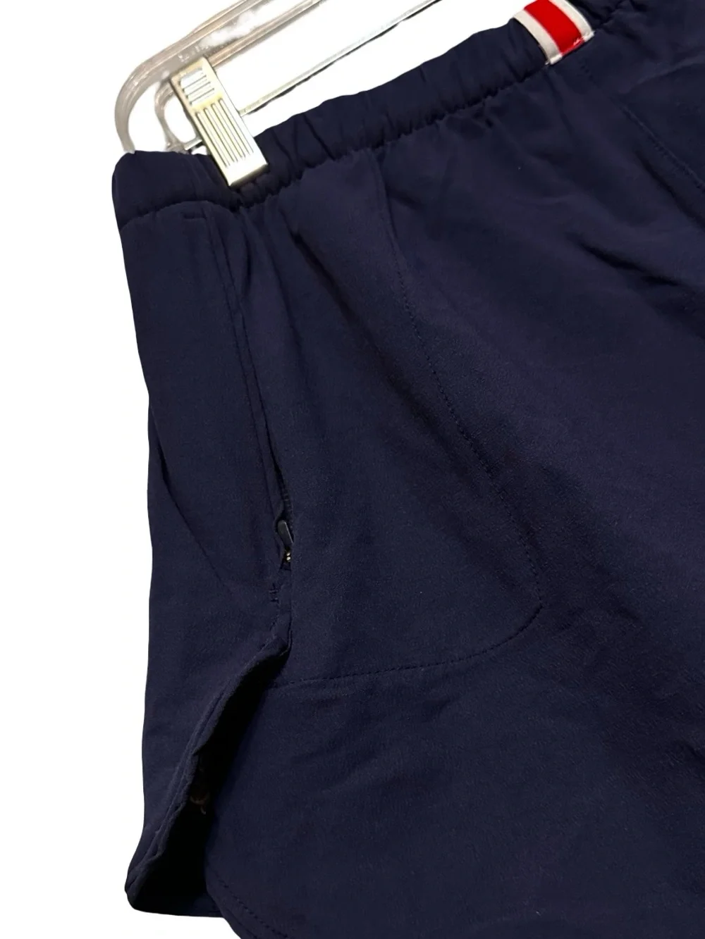 Tracksmith Navy Blue Wool Blend Sport Shorts Size Small Zip Pockets Running
